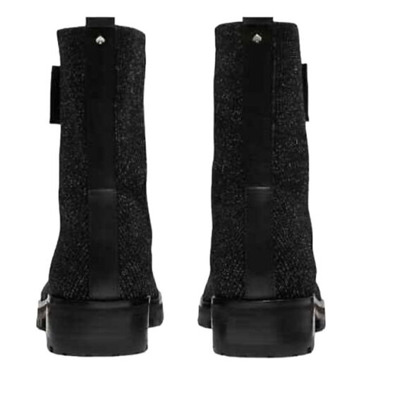 Kate Spade Merigue Knit Combat Boots Black Silver Sparkle Size 7.5 - Picture 7 of 12